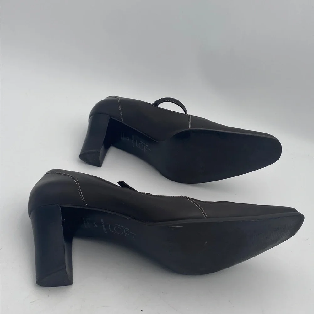 LOFT Women's Dark Brown Heels Mary Jane women shoe 9M leather casual office Y2K
